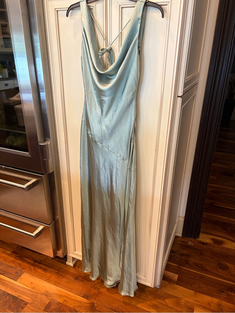 Hello Molly Satin Cowl Neck Slip Dress in Sage Green NWT size Small